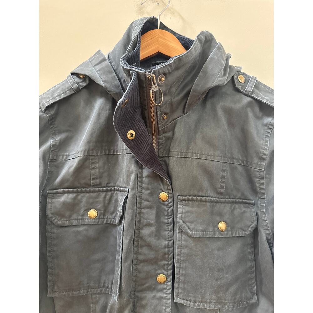 FatFace Cotton Utility Jacket Chore Navy Blue Hooded Parka Coat Womens US 12 - Picture 2 of 6